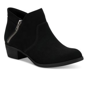 Black microsuede ankle booties